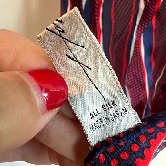 Silk Red Black White & Blue Long Sheer Scarf - Picture 3 of 4